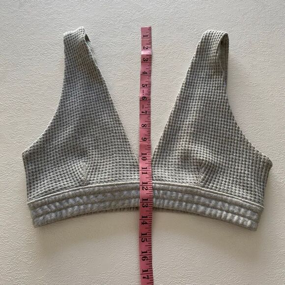 Aerie Waffle Knit Bralette – Women’s Medium Gray Deep V Soft Lounge Bra - Picture 8 of 8